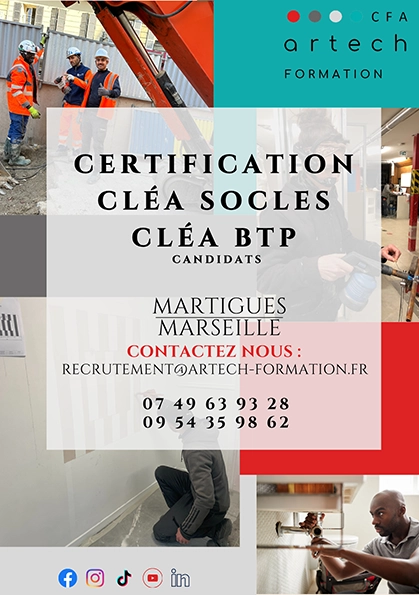 Affiche certificat CléA BTP candidats